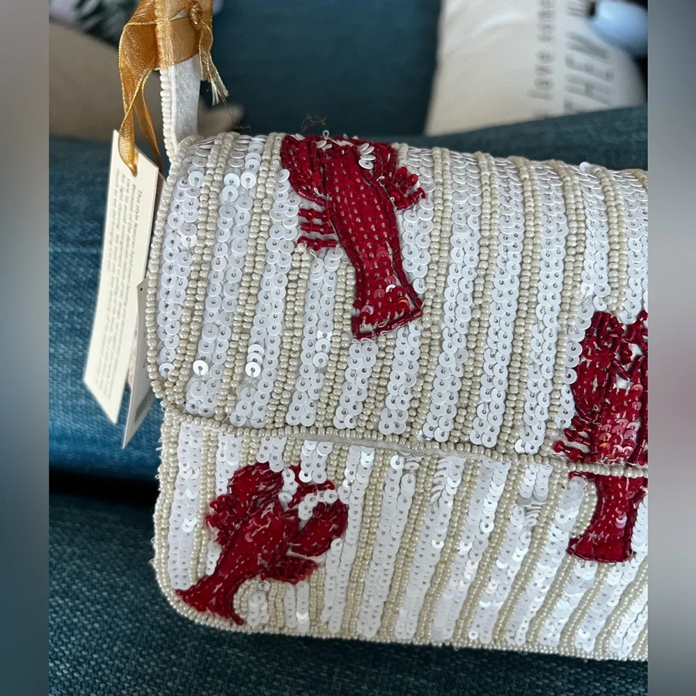NWT Made in India Beaded Lobster Bag - Picture 4 of 9